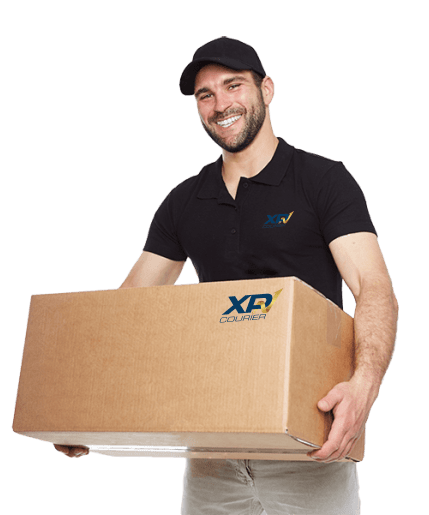 delivery man holding box